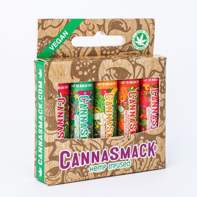 CannaSmack Vegan Hemp Lip Balm - 5 Flavors Included - Soothe, Moisturize, Hydrate, Protect, &amp; Nourish Dry Chapped or Irritated Lips - Made with Hemp Seed Oil, Natural, &amp; Botanical Ingredients