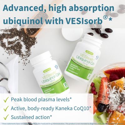 Igennus Advanced VESIsorb Ubiquinol 100mg 30 Softgels, 600 Bioavailability, Fast-Acting Water-Soluble Coenzyme Q10 Supplement for Energy & Heart, 1-Month Supply