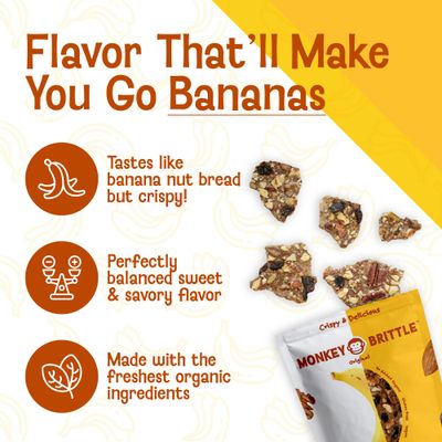 Monkey Brittle Healthy Snacks, Crispy Plant-Based Treats for Kids & Adults, Vegan & Gluten-Free, All-Natural Snack for School, Sports, Camping & On-the-Go (Pack of 3), Cacao Coconut
