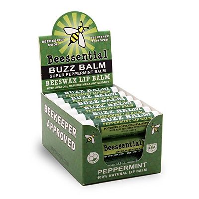 Beessential Natural Bulk Lip Balm, Peppermint, 18 Pack | For Men, Women, and Children. Great for Gifts, Showers, &amp; More