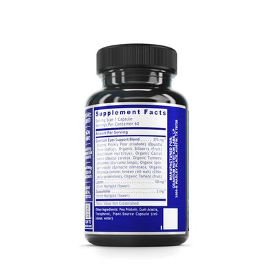 Quantum Nutrition Labs Eye Support - Eye Health Vitamins, Lutein and Zeaxanthin Eye Supplements for Adults and Seniors, Supports Macular Health, Contains Bilberry and Carrot - 60 Vegetarian Capsules