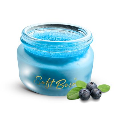 SoftBeso by AlignerOff Sugar Lip Scrub - Blueberry Lip Exfoliator &amp; Moisturizer for Dry, Chapped Lips - Hydrating Sugar Scrub for Smooth Lips - For Men &amp; Women - Ideal for Gifting