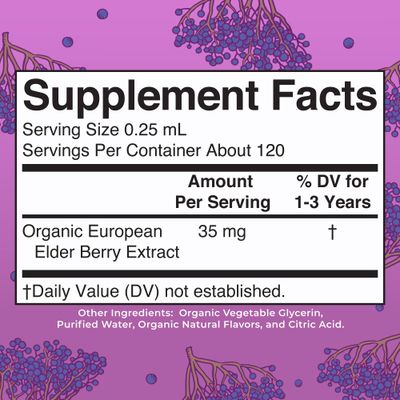 MaryRuth Organics Toddler Elderberry Syrup, USDA Organic Elderberry, Sugar Free Kids Immune Support Supplement for Ages 1-3 Years, Clean Label Project Verified, Vegan, Non-GMO, Gluten Free, 1 Fl Oz