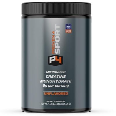 Proven4 Creatine Monohydrate Micronized Powder - NSF Certified for Sport Supports Muscle Strength, Performance &amp; Recovery from Exercise, Unflavored 16 Oz - 90 Servings