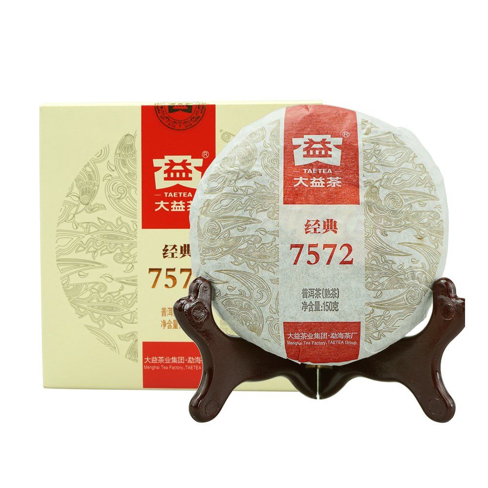 TAETEA 7572 Classic Pu-erh Tea, Aged Puerh Pu&#39;er Tea Cake Black Tea for Daily Drink and Gift 150g / 5.29oz (Ripe)