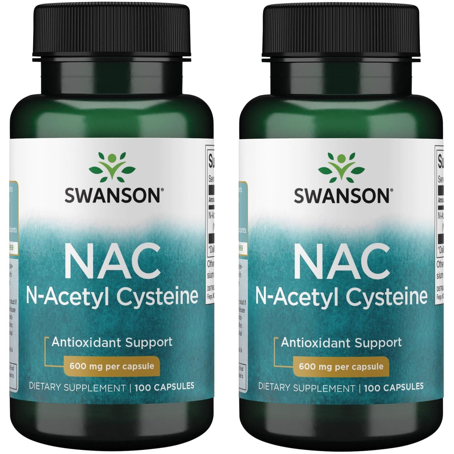 Swanson NAC - N-Acetyl Cysteine - Supplement 600 mg 100 Capsules (2 Pack)