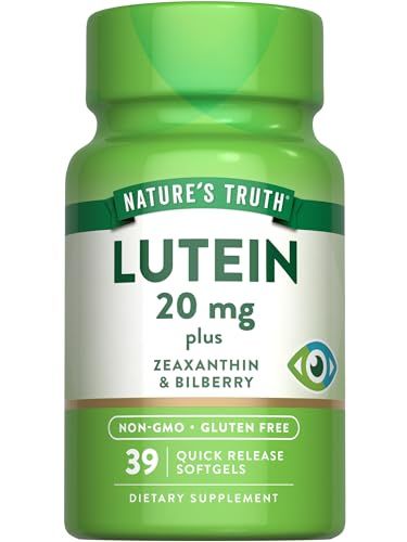 Nature&#39;s Truth Lutein and Zeaxanthin | 20 mg | 39 Softgels | with Bilberry | Non-GMO &amp; Gluten Free Supplement