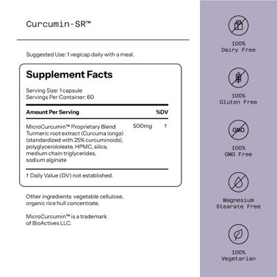 Quality of Life Curcumin-SR - Healthy Aging, Inflammation Support - 60 Vegicaps
