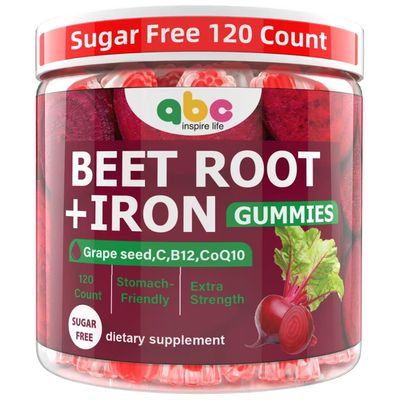 Beet Root Gummies 3000MG-Red Beets Chewables with Beetroot,Grape Seed,Coq10,Vitamin C,Iron B12 Energy Support,Fight Fatigue Max Strength Beets Supplements for Women Men,Sugar Free,Non-GMO 120 Counts