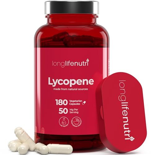 Lycopene 50mg 180 Vegetarian Capsules | Supplement Health | Natural Tomato Extract Non-GMO | Pure Powder