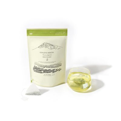 Japanese Green Tea Co. Aracha Gokuzyo Japanese Green Tea Bags (50 Pack) Biodegradable Soilon Pyramid Sachets, Premium Loose-Leaf Quality in Convenient Teabags, Rich Aroma &amp; Flavor, Hot &amp; Cold Brew