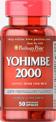 Puritan&#39;s Pride Yohimbe Exotic Herb for Men 250 mg (1000mg Equivalent), Dietary Supplement, 50 Rapid Release Capsules
