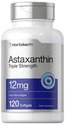 Horbach Astaxanthin Supplement | 12mg | 120 Softgels | Triple Strength | from Microalgae | Non-GMO &amp; Gluten Free