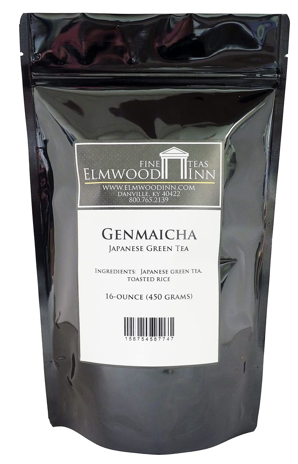 Elmwood Inn Fine Teas, Genmaicha Japanese Green Tea, 16-Ounce Pouches