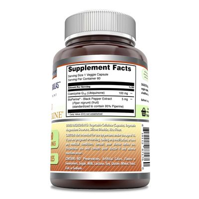 Amazing Formulas CoQ10 with Bioperine | 100 Mg Per Serving Supplement | 60 Veggie Capsules | Non-GMO | Gluten Free | Made in USA