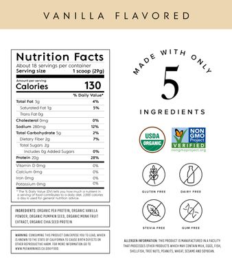 Truvani Vegan Protein Powder | Vanilla | 20g Plant Based Protein | 18 Servings | Keto | Gluten &amp; Dairy Free | Low Carb | No Added Sugar