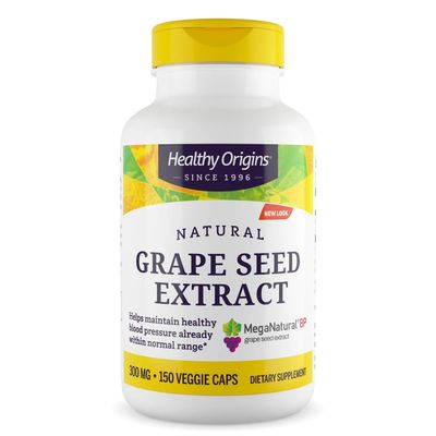 Healthy Origins Grape Seed Extract 300 mg (MegaNatural BP, Non-GMO, California-Grown, Gluten Free, Supports Healthy Blood Pressure), 150 Veggie Caps