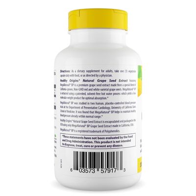 Healthy Origins Grape Seed Extract 300 mg (MegaNatural BP, Non-GMO, California-Grown, Gluten Free, Supports Healthy Blood Pressure), 150 Veggie Caps