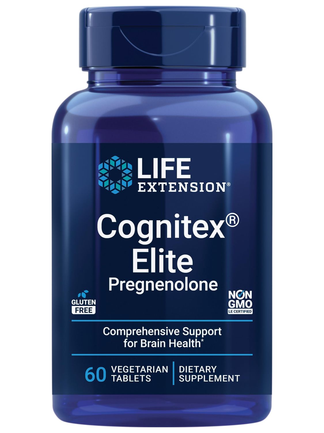 Life Extension Cognitex Elite Pregnenolone- Brain Health Supplement for Memory, Focus &amp; Cognition- Formula with Phosphatidylserine, Ashwagandha &amp; SAGE Extract, Calcium More- 60 Vegetarian Tablets