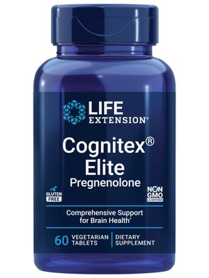 Life Extension Cognitex Elite Pregnenolone- Brain Health Supplement for Memory, Focus &amp; Cognition- Formula with Phosphatidylserine, Ashwagandha &amp; SAGE Extract, Calcium More- 60 Vegetarian Tablets