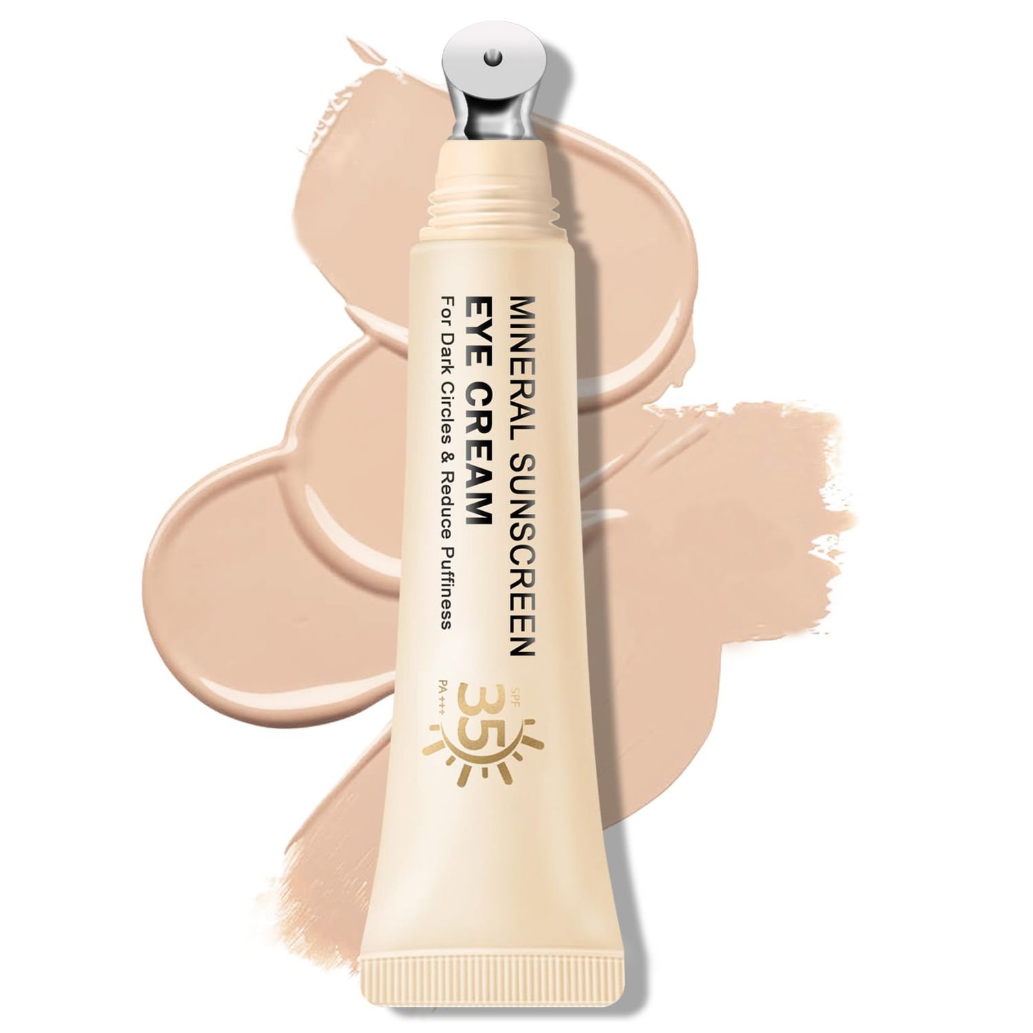 QIUFSSE Mineral Sunscreen Eye Cream,3-in-1 Under Eye Cream,for Puffiness and Bags Under Eyes,Dark Circle and Wrinkles,Anti Aging,Under Eye Brightener and Concealer,SPF 35 Light