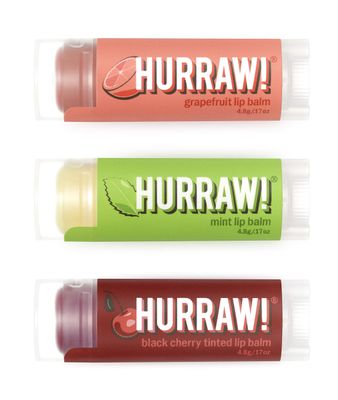 Hurraw! Grapefruit, Mint, Black Cherry Tinted Lip Balms, 3 Pack Bundle: Organic, Certified Vegan, Cruelty and Gluten Free. Non-GMO, 100 Natural. Bee, Shea, Soy &amp; Palm Free. Made in USA