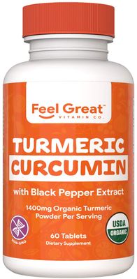 Organic Turmeric Curcumin with Organic Black Pepper 1400 mg - 95 Standardized Curcuminoids &amp; Black Pepper Extract for Better Absorption &amp; Potency - Joint Support - 60 Count