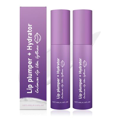 2Pcs Lip Plumper Hydrator Lip Balm,Instant Volumizing Gloss with Hyaluronic Acid &amp; Anti-Aging Ingredients,High-Shine Moisturizer for Smooth,Plump Lips,Cooling &amp; Non-Sticky Formula