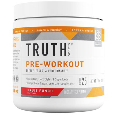 Truth Nutrition Pre Workout Powder - Natural PreWorkout for Men &amp; Women, Vegan BCAA Amino Energy Powder, Keto Friendly - No Artificial Flavors, Sweetners or Dyes (Fruit Punch)