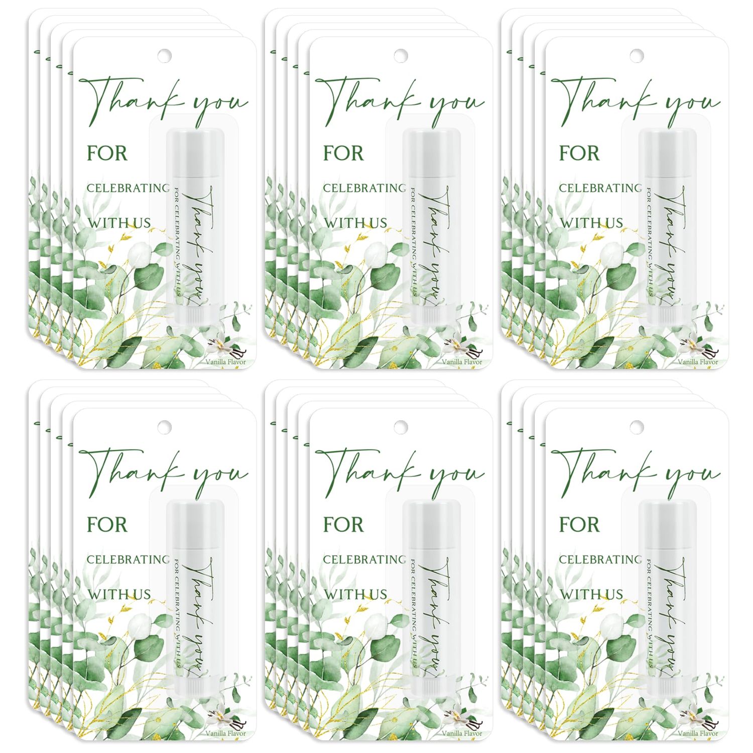 Kuabiz 30 Pack Moisturizing Lip Balms in Bulk for Wedding Sage Green Eucalyptus Leaf Theme Birthday Wedding Party Favors Baby Shower Games Prizes Gifts Guests Gender Reveal Gift Bags Stuffers