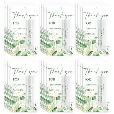 Kuabiz 30 Pack Moisturizing Lip Balms in Bulk for Wedding Sage Green Eucalyptus Leaf Theme Birthday Wedding Party Favors Baby Shower Games Prizes Gifts Guests Gender Reveal Gift Bags Stuffers