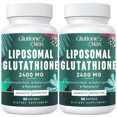 8-in-1 Liposomal Glutathione 2400 MG, High Absorption Antioxidant Formula - with Hyaluronic Acid, Alpha-Lipoic Acid, Resveratrol - Skin, Liver Detox &amp; Immune System, 120 Softgels