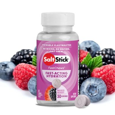 SaltStick Electrolyte FastChews - 60 Mixed Berry Chewable Electrolytes - Salt Tablets for Running and Hydration, Electrolyte Chews - 60 Count