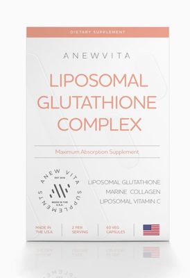 Anew Vita Liposomal Glutathione Supplement with Marine Collagen and Vitamin C - Premium Skin Care Supplement - Enhanced Absorption Formula for Radiant Skin, Detox &amp; Antioxidant Support - 60 Capsules