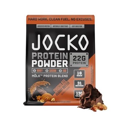 Jocko Fuel Mlk Whey Protein Powder 22g Low Sugar Monk Fruit Blend - Muscle Recovery &amp; Growth, Packaging May Vary (31 Servings, Chocolate Peanut Butter)
