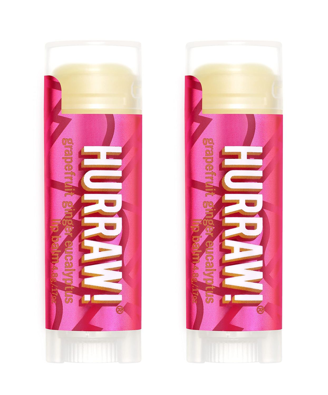 Hurraw! Grapefruit, Ginger, Eucalyptus (Kapha) Lip Balm, 2 Pack: Organic, Certified Vegan, Cruelty and Gluten Free. Non-GMO, 100 Natural Ingredients. Bee, Shea, Soy and Palm Free. Made in USA