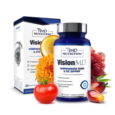 1MD Nutrition VisionMD Eye Vitamin CARMIS - Eye Supplement for Adults - with OptiLut Lutein &amp; Zeaxanthin - Supports Vision Health Care, Everyday Eye Strain, &amp; Occasional Dry Eye - 30 Softgels