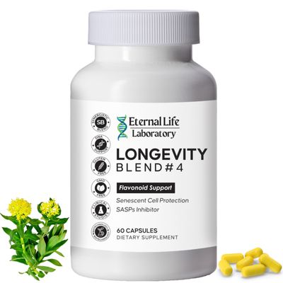 Eternal Life Laboratory Quercitin, Rhodiola Rosea, Luteolin and Rutin Longevity Blend 4 Anti-Aging Supplement for Cellular Defense with Immunity and Energy Support, Antioxidants