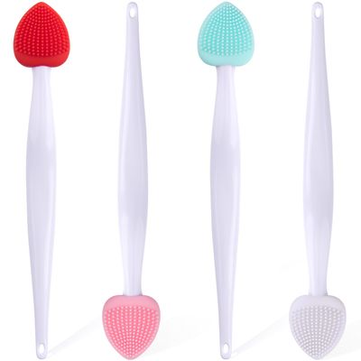 Winsyison 4pcs Silicone Lip Scrub Brush, Double-Sided Lip Exfoliator Brush for Dark Lips, Heart Shape Lip Scrubber Tool for Removing Dead Skin- Pink &amp; Green &amp; Red &amp; White