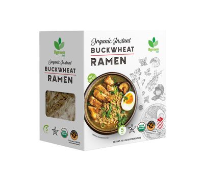 Big Green Organic Food - Organic Instant Buckwheat Ramen, USDA Organic, Add Directly to Broth, Ready to Eat Meals, Air-Dried, Non-Fried (1 Box)