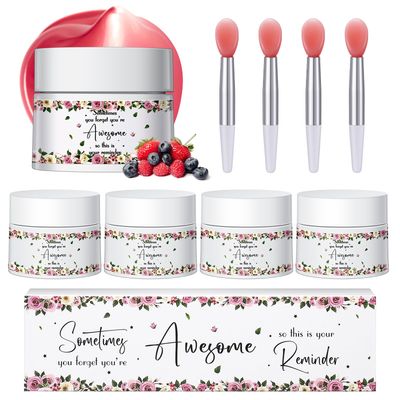 Linyuthia 4 Pcs Employees Appreciation Gifts Lip Sleeping Mask Set Appreciation Gifts for Coworkers Lip Mask Overnight Inspirational Lips Balm Deep Hydrating for Employees Staffs Teachers Coworkers