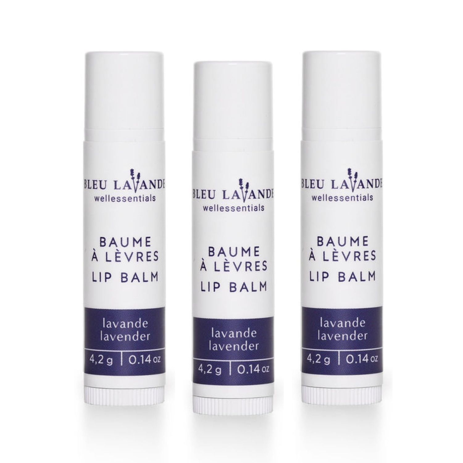 Bleu Lavande - Natural Lavender Lip Conditioner - Stick Lip Balm Repairs, Moisturizes &amp; Protects - Soothes Chapped Lips &amp; Restores Hydratation - Olive Oil &amp; Shea Butter Base Lip Care - 4.2g - 3 Pack
