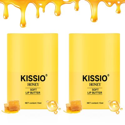 KISSIO Honey Lip Butter Set,Lip Balm with 1000 ppm Propolis Extract,Ceramide AP and Phytosphingosine,Long-lasting Moisture and Nourishe Lips,Lip Lines Care