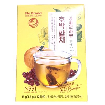 Pumpkin, Red Bean Tea (1.5g x 12) - 100 Natural Ingredients Tea Bags from Korea - K-food nobrand