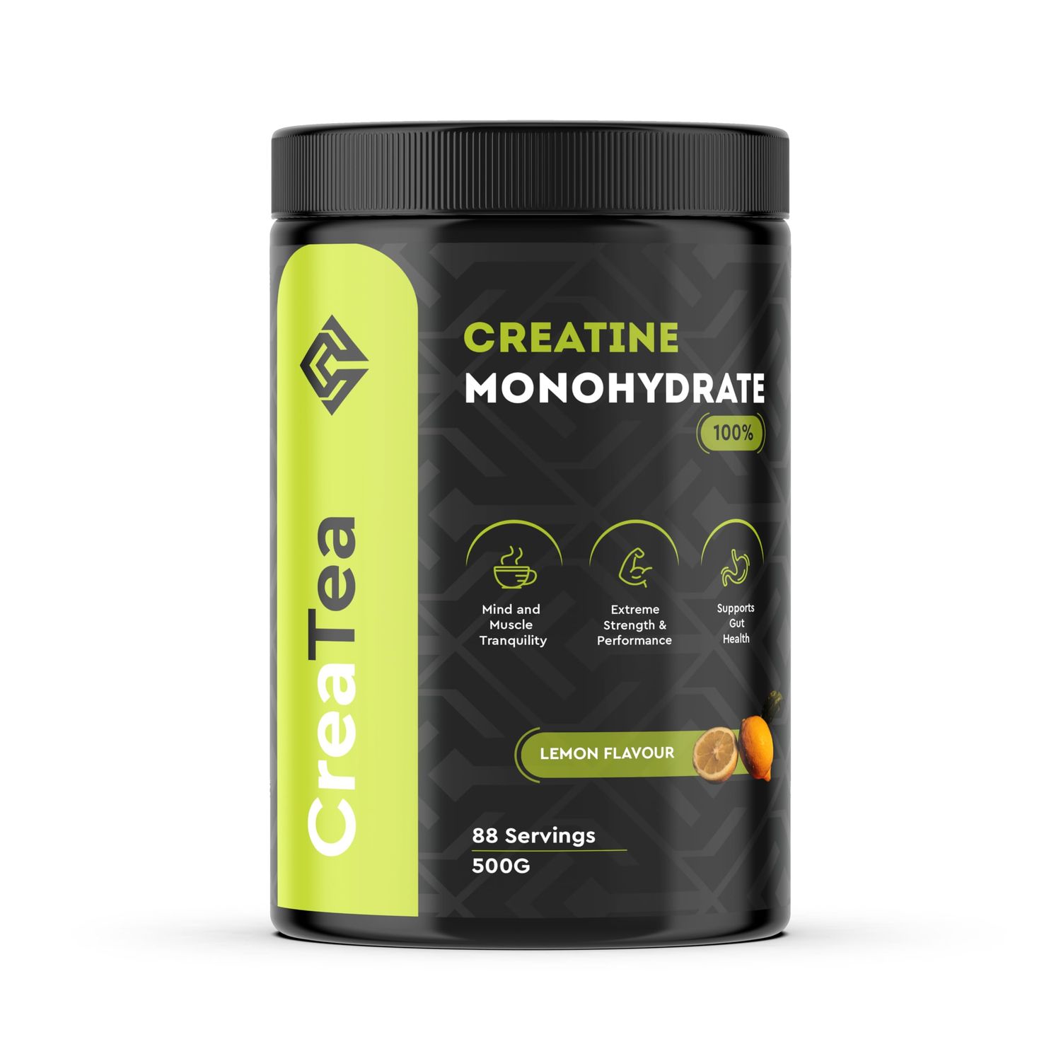 CreaTea - 100 Creatine Monohydrate Powder - Lemon Flavor, 500g - Vegan, Boosts Muscle Gain, Strength &amp; Performance - Tea Experience