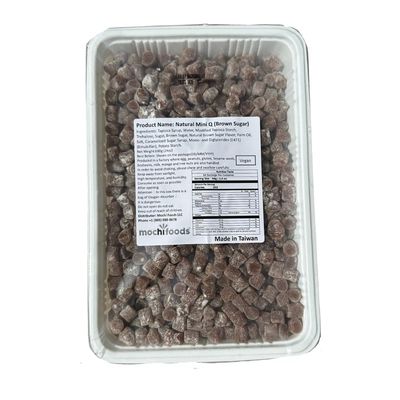 Mochi Foods Mini Q, Mini Mochi, Natural Brown Sugar Flavor, Ice Cream Topping, Ready to eat Boba, 24oz