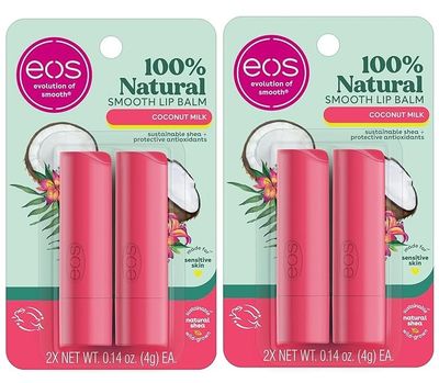 eos 100 Natural Lip Balm- Coconut Milk, All-Day Moisture, Made for Sensitive Skin, Lip Care Products, 0.14 oz, 4-Pack (2)