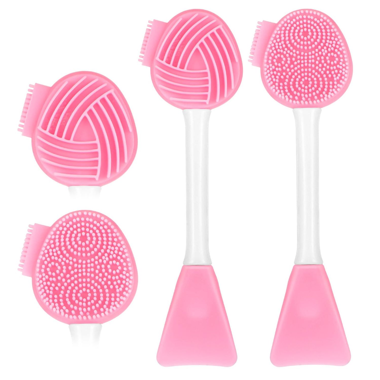 JIEYAO 2Pcs Silicone Face Scrubbers, Face Mask Brush Face Mask Applicator Exfoliating Lip Brush Facial Cleansing Brushes with Bristles Exfoliator Blackhead Skin Care Tool for Women