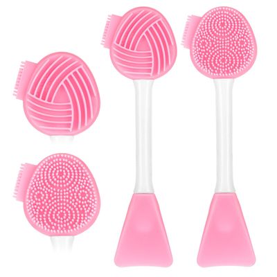JIEYAO 2Pcs Silicone Face Scrubbers, Face Mask Brush Face Mask Applicator Exfoliating Lip Brush Facial Cleansing Brushes with Bristles Exfoliator Blackhead Skin Care Tool for Women