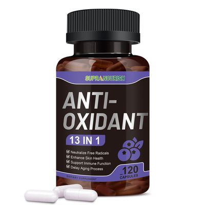 SUPRANOURISH 13-in-1 Antioxidants Supplement with NAD, NMNH, Resveratrol, Glutathione &amp; PQQ - Natural Herbal &amp; Fruit Formula - 120 Capsules (60-Day Supply)